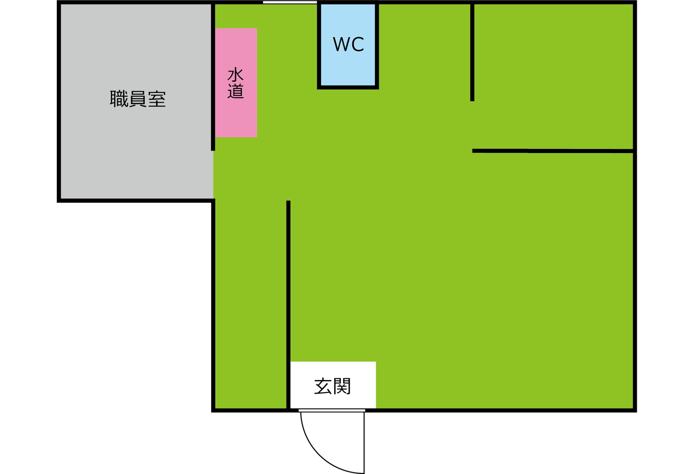 愛子Part.2の間取り。仕切り壁でいくつかの部屋に区切られています